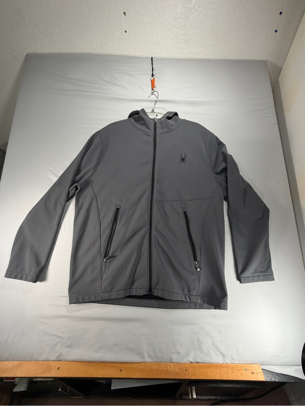 Spyder Men’s XL HydroWeb Soft Shell Hooded Jacket Gray Full Zip Winter Coat